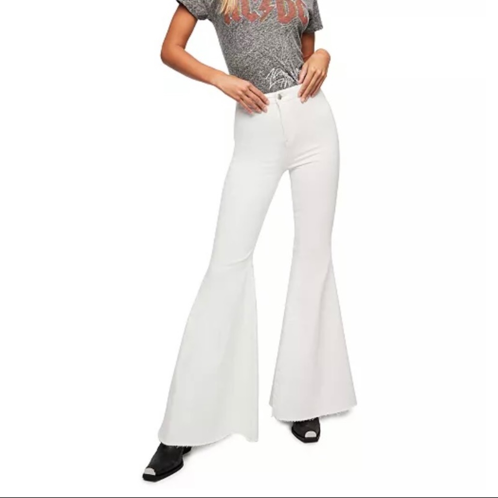 Free People We The Free Just Float On Flare Jeans White High-Waist Bell Bottoms